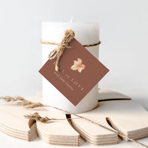 Minimalist Autumn Leaf Fall in Love Baby Shower Favor Tags