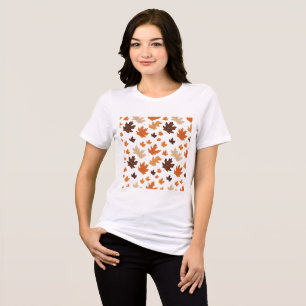 Minimalist Autumn Leaf Pattern T-Shirt – Cozy Fall Tri-Blend Shirt