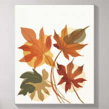 Minimalist Autumn Leaves Botanical Wall Art | Mode