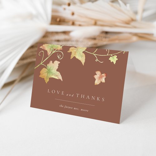 Minimalist Autumn Leaves Bridal Shower Thank You Card