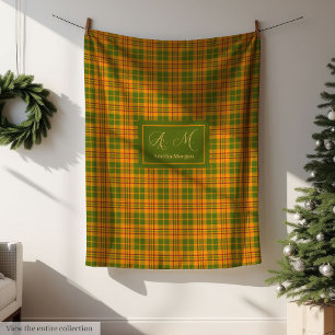 Minimalist Autumn Tartan Blanket Elegant Monogram