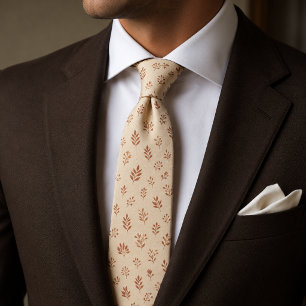 Minimalist Autumn Terracotta Botanical Sprigs Neck Tie