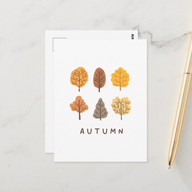 Minimalist Autumn Tree  Postcard (Front/Back In Situ)
