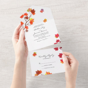 Minimalist Autumn Tree Wedding All in One Invite
