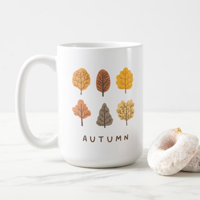 Minimalist Autumn Trees   Coffee Mug (With Donut)