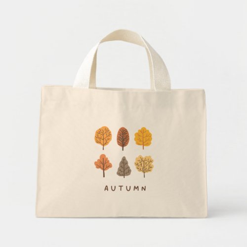 Minimalist Autumn Trees Mini Tote Bag