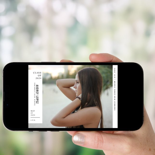 Minimalist Avant Garde Photo Graduation Invitation (Front Digital)