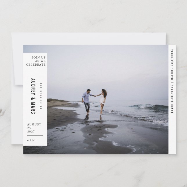 Minimalist Avant Garde Photo Wedding Invitation (Front)
