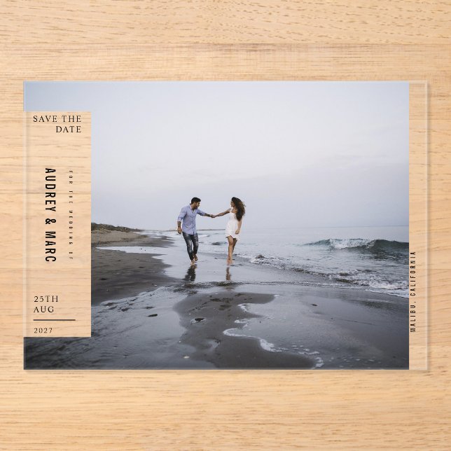 Minimalist Avant Garde Photo Wedding Save The Date (Front)