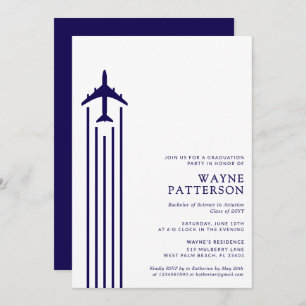 Minimalist Aviation Flight School Pilot Graduation Invitation