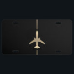 Minimalist Aviation - Gold Airplane License Plate<br><div class="desc">Minimalist Aviation License Plate with gold airplane image.</div>