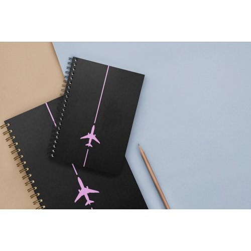 Minimalist Aviation Pink Airplane Notebook