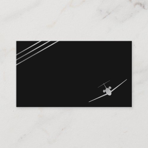 Minimalist Aviation Silver Jet Business Card