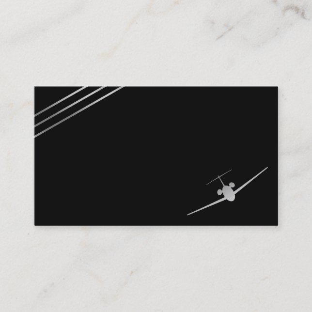 Minimalist Aviation Silver Jet Business Card (Front)