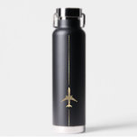 Minimalist Aviation Water Bottle<br><div class="desc">Minimalist Aviation Water Bottle with gold airplane vector image.</div>