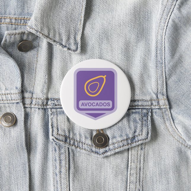 Minimalist Avocado Badge in Purple and Gold  Button (Creator Uploaded)