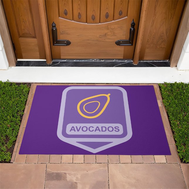 Minimalist Avocado Badge in Purple and Gold  Doormat (Creator Uploaded)