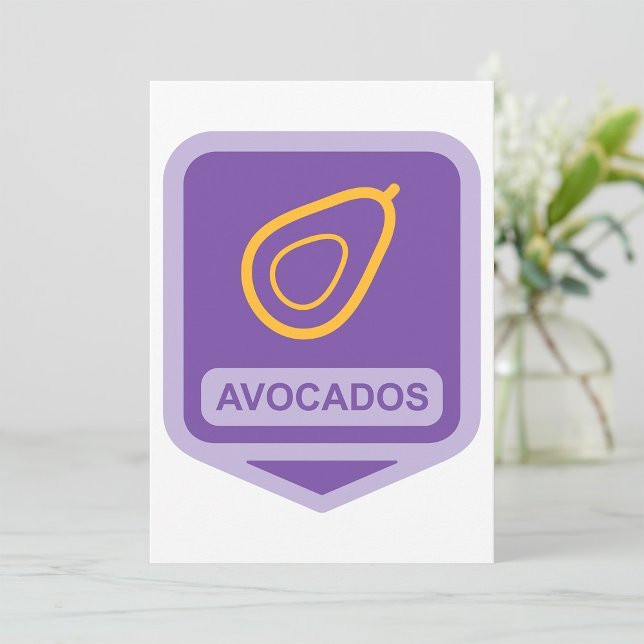 Minimalist Avocado Badge in Purple and Gold  Invitation (Creator Uploaded)