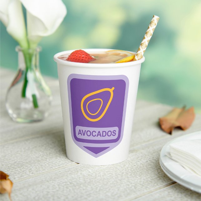 Minimalist Avocado Badge in Purple and Gold  Paper Cups (Creator Uploaded)