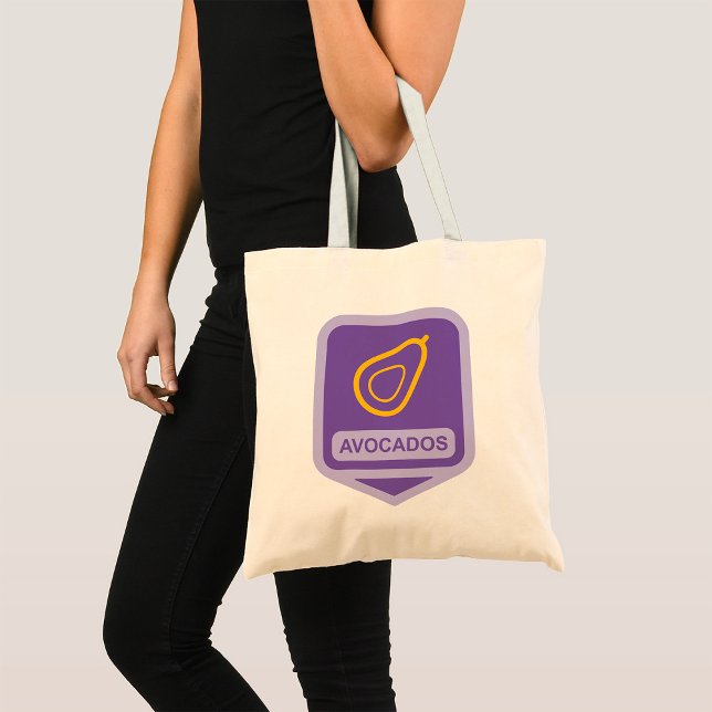 Minimalist Avocado Badge in Purple and Gold  Tote Bag (Creator Uploaded)