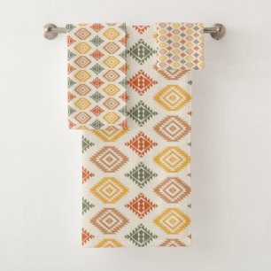Minimalist Aztec Geometric Timeless Pattern Bath Towel Set
