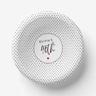 Minimalist B&W Geometric 40th Birthday Script Paper Bowls