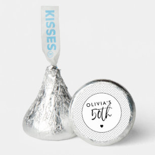Minimalist B&W Geometric 50th Birthday Script Hershey®'s Kisses®