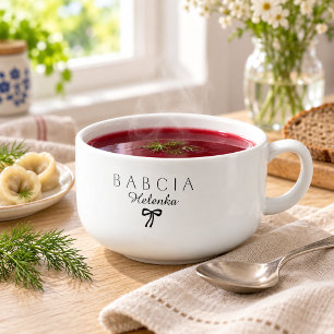 Minimalist Babcia [Name] Soup Mug