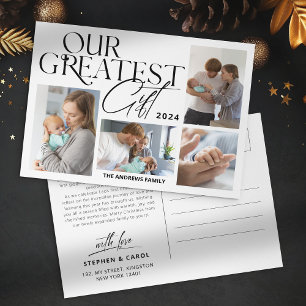 Minimalist Baby Announcement 5 Photo Christmas