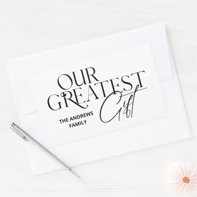 Minimalist Baby Announcement Christmas Rectangular Sticker (Envelope)