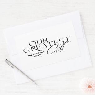 Minimalist Baby Announcement Christmas Rectangular Sticker