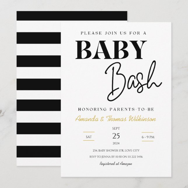 Minimalist Baby Bash Couples Baby Shower Invitation (Front/Back)