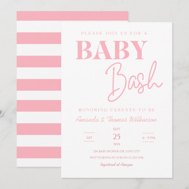 Minimalist Baby Bash Couples Baby Shower Invitation (Front/Back)