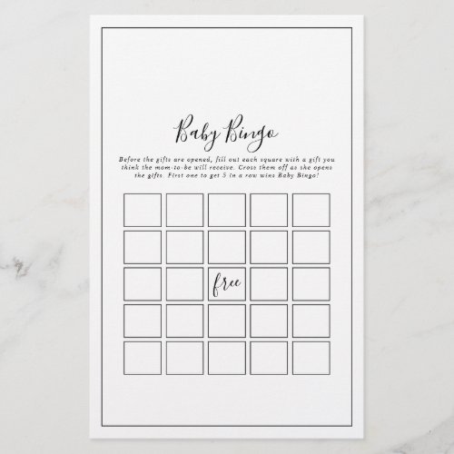 Minimalist Baby Bingo Game Flyer