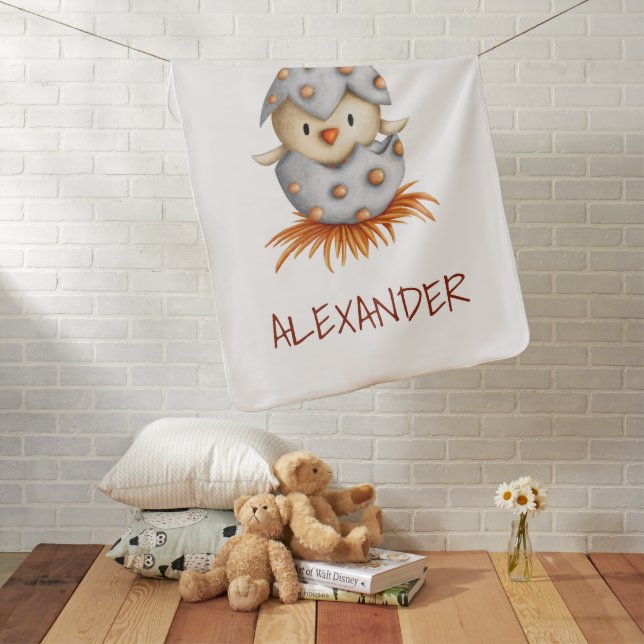 Minimalist Baby Bird Hatching Personalized Blanket (In Situ)