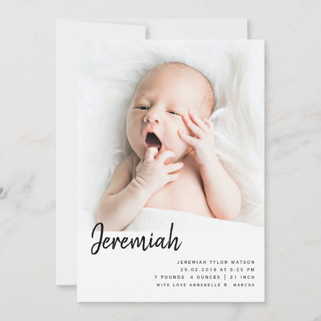 Minimalist Baby Birth Photo Collage Unisex Custom Announcement (Front)