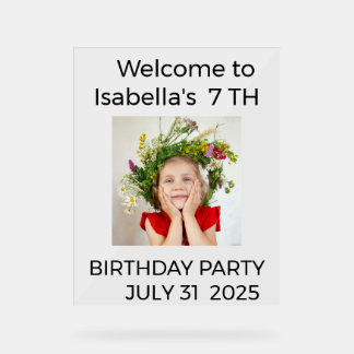 Minimalist Baby Birthday Invitation with Photo Acrylic Sign