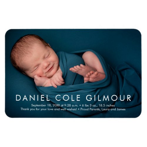Minimalist Baby Boy Name Photo Birth Announcement Magnet