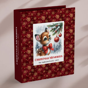 Minimalist Baby Deer Snowy Forest Christmas Memory 3 Ring Binder