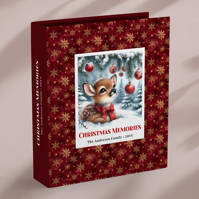 Minimalist baby deer snowy forest personalized  3 ring binder (Minimalist baby deer snowy forest personalized album binder

)