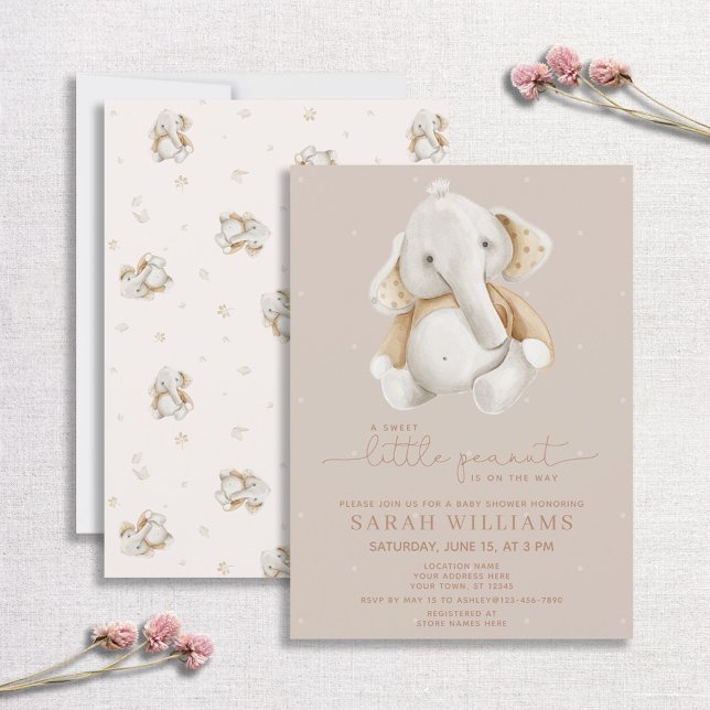 Minimalist Baby Elephant Brown Baby Shower Invitation (Creator Uploaded)