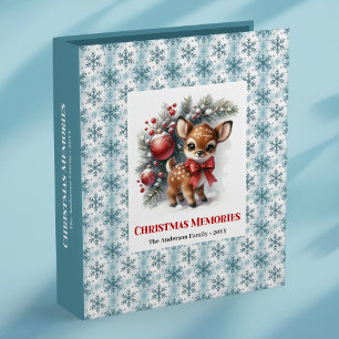 Minimalist baby fawn christmas scene kids memory 3 ring binder