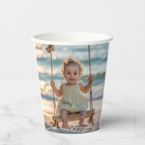 Minimalist Baby Girl 1st Birthday Party Paper Cups