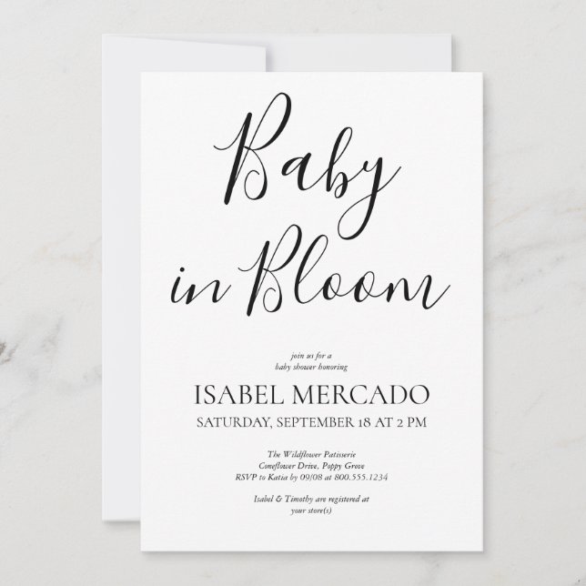 Minimalist Baby in Bloom Invitation (Front)