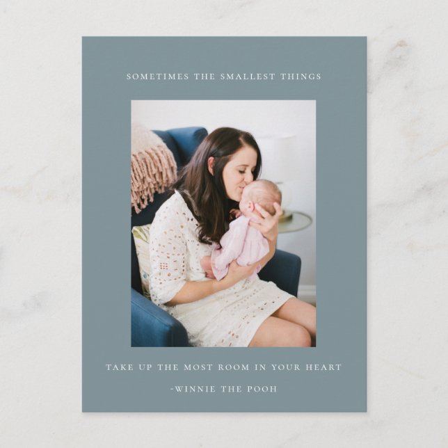 Minimalist Baby Photo Announcement Postcard (Front)