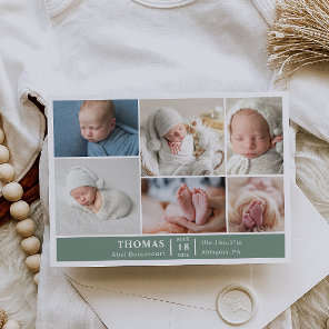 Minimalist Baby Photo Collage Announcement Card