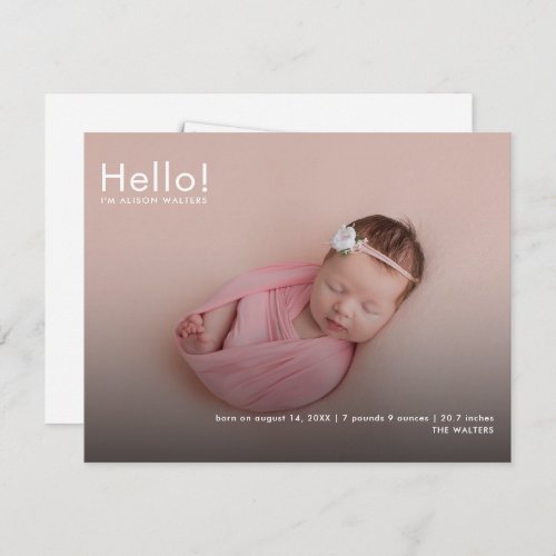 Minimalist Baby Photos Name Birth Announcement