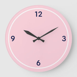 Minimalist Baby Pink & Navy Blue Large Number Clock