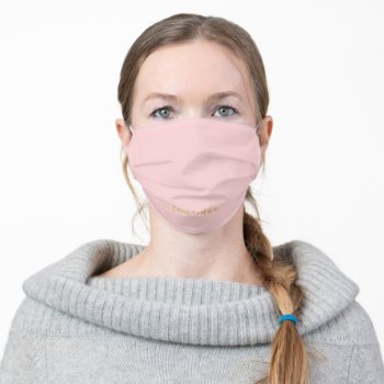 Minimalist Baby Pink Solid Color Personalized Adult Cloth Face Mask by melanileestyle at Zazzle