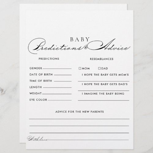 Minimalist Baby Predictions and Advice Cards